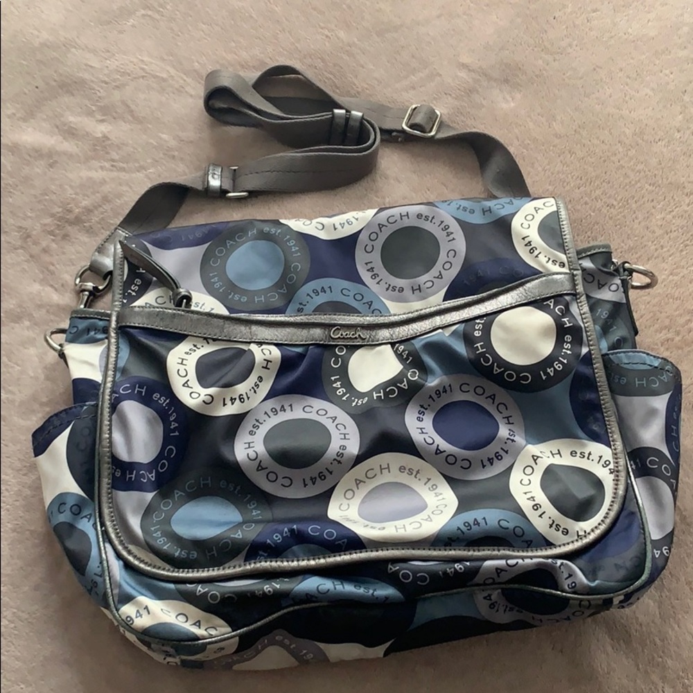 Blue Coach baby bag